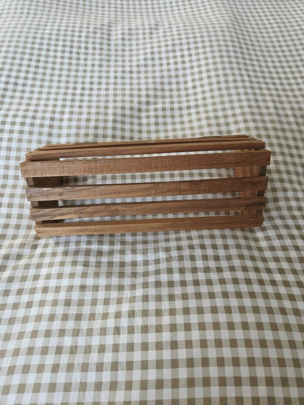 Vintage Handmade Slatted Wooden Shelf With Heart Sides